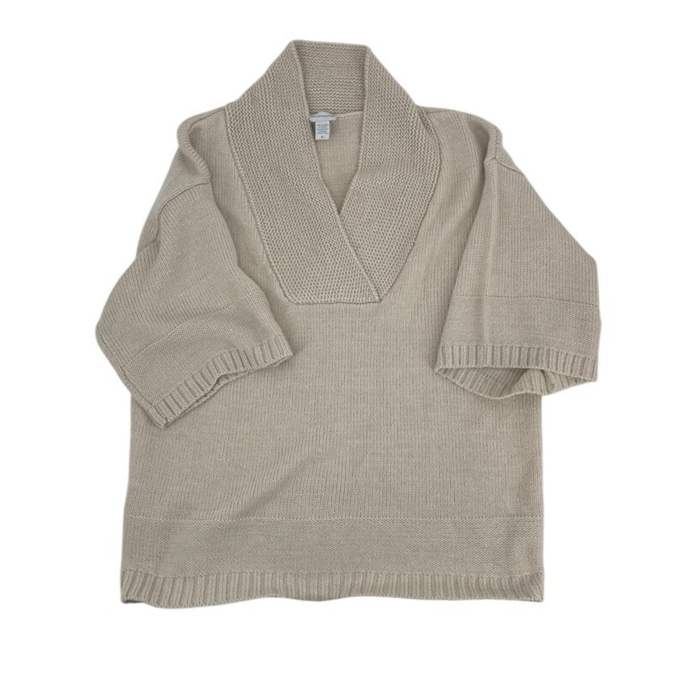 Soft Surroundings Women's 3X Beige Knit Sweater Pullover Short Sleeve Wool Blend